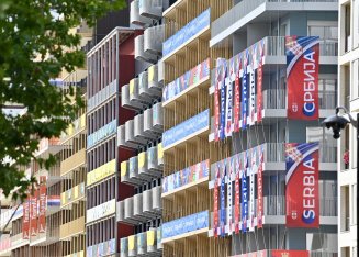 Pavoisement façades Village olympique