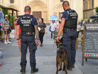 Police municipale sur la place Victor-Huho